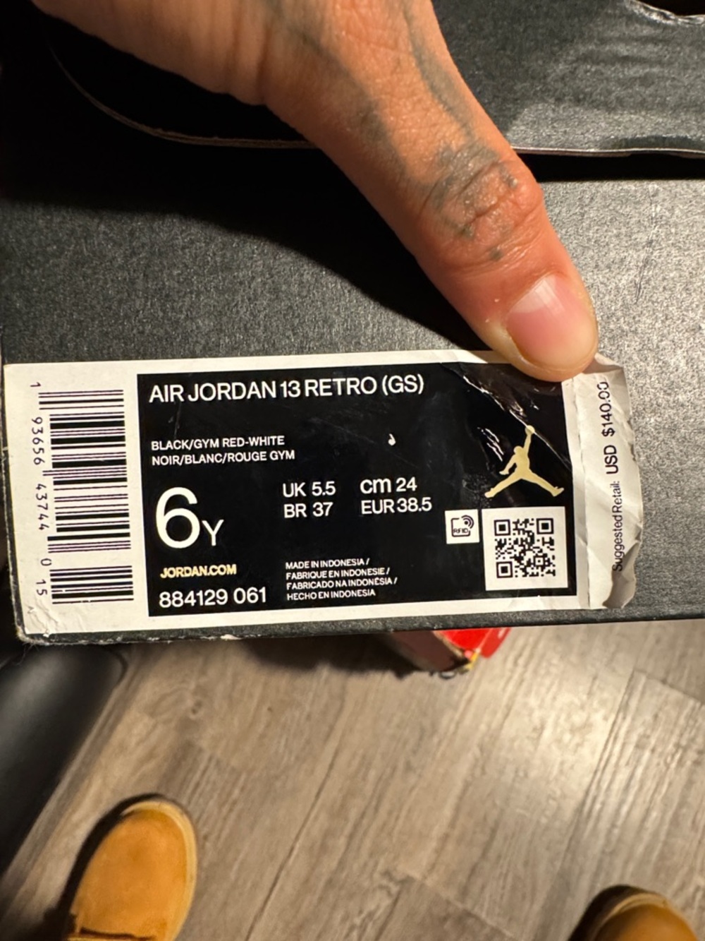 Jordan Air Jordan 13 Retro (GS) Black/Gym Red/White Kids Sneakers